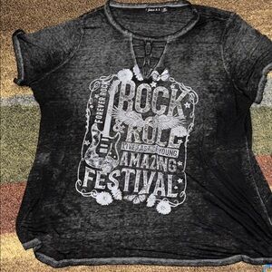Rock & Roll Graphic Short Sleeve Tee - Black